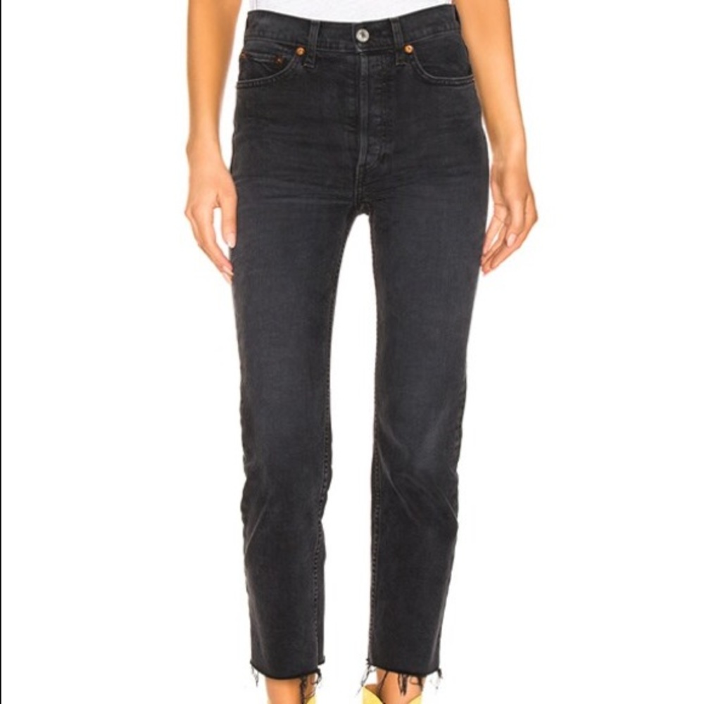 RE/DONE HIGH RISE JEANS IN FADED BLACK